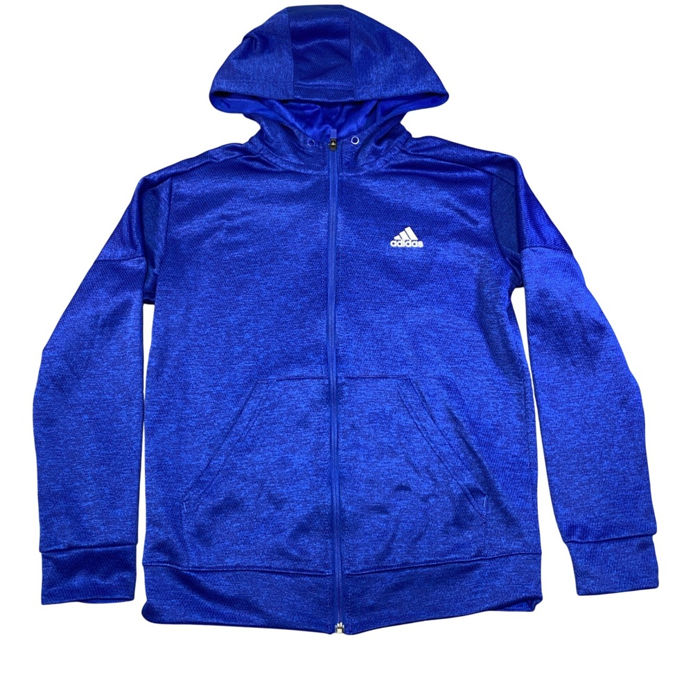 Adidas Kids Blue Climawarm Full Zip Hoodie Sweatshirt‎ Size Medium M 12-14